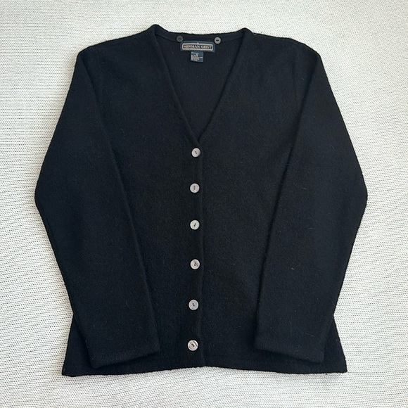 Herman Geist 100% Wool Button Down Cardigan Black Size Medium - Picture 1 of 5
